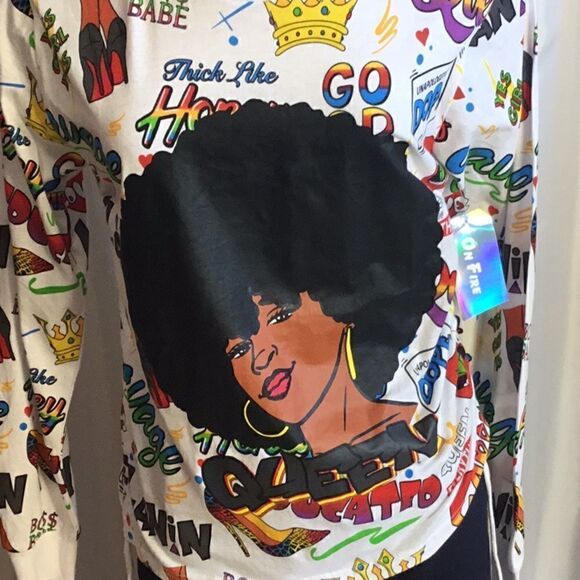 NWT ON FIRE lg sleeve tee graphic tee white DUR150 - Picture 4 of 12